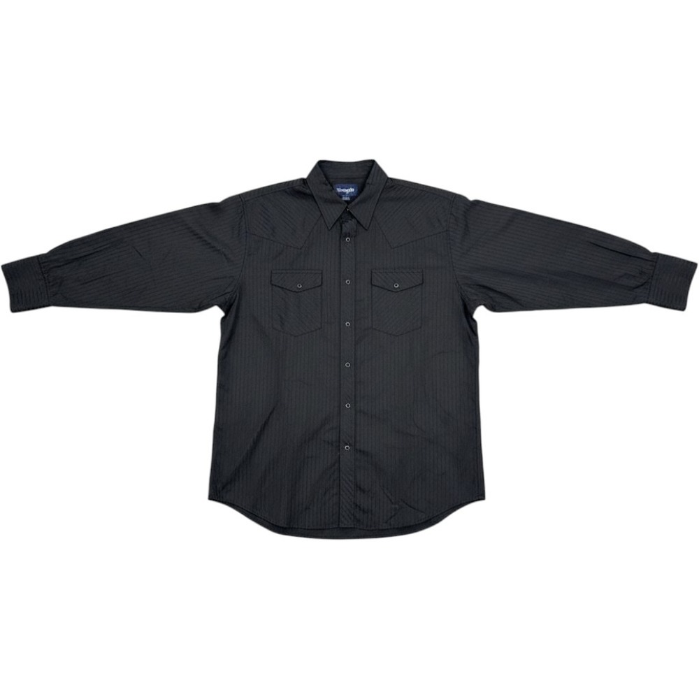Wrangler Western Snap Shirt‎ Mens XXL Black Tonal Stripe Long Sleeve Cowboy Yoke
